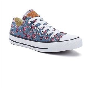 Converse All Star Low Blue Denim Pink Floral